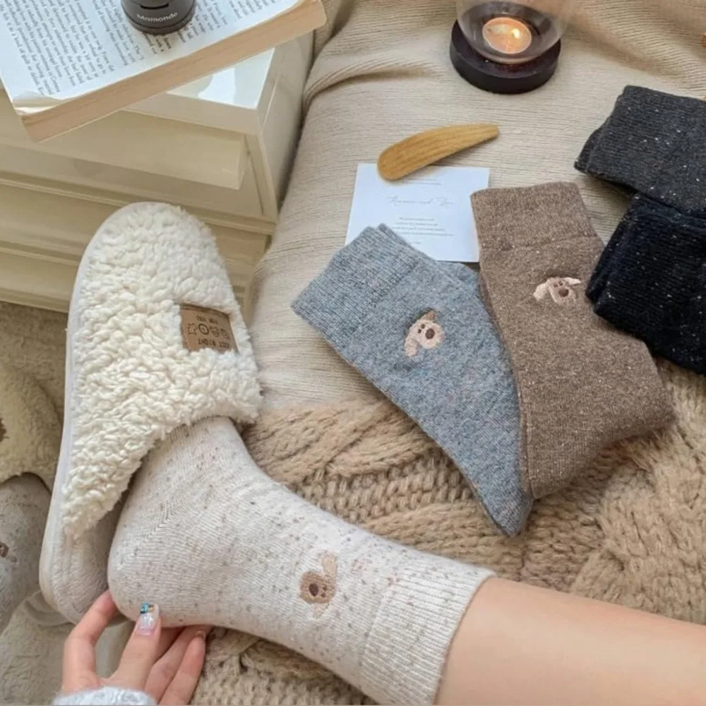 Cozy Bear Embroidered Socks Set 5 new pair